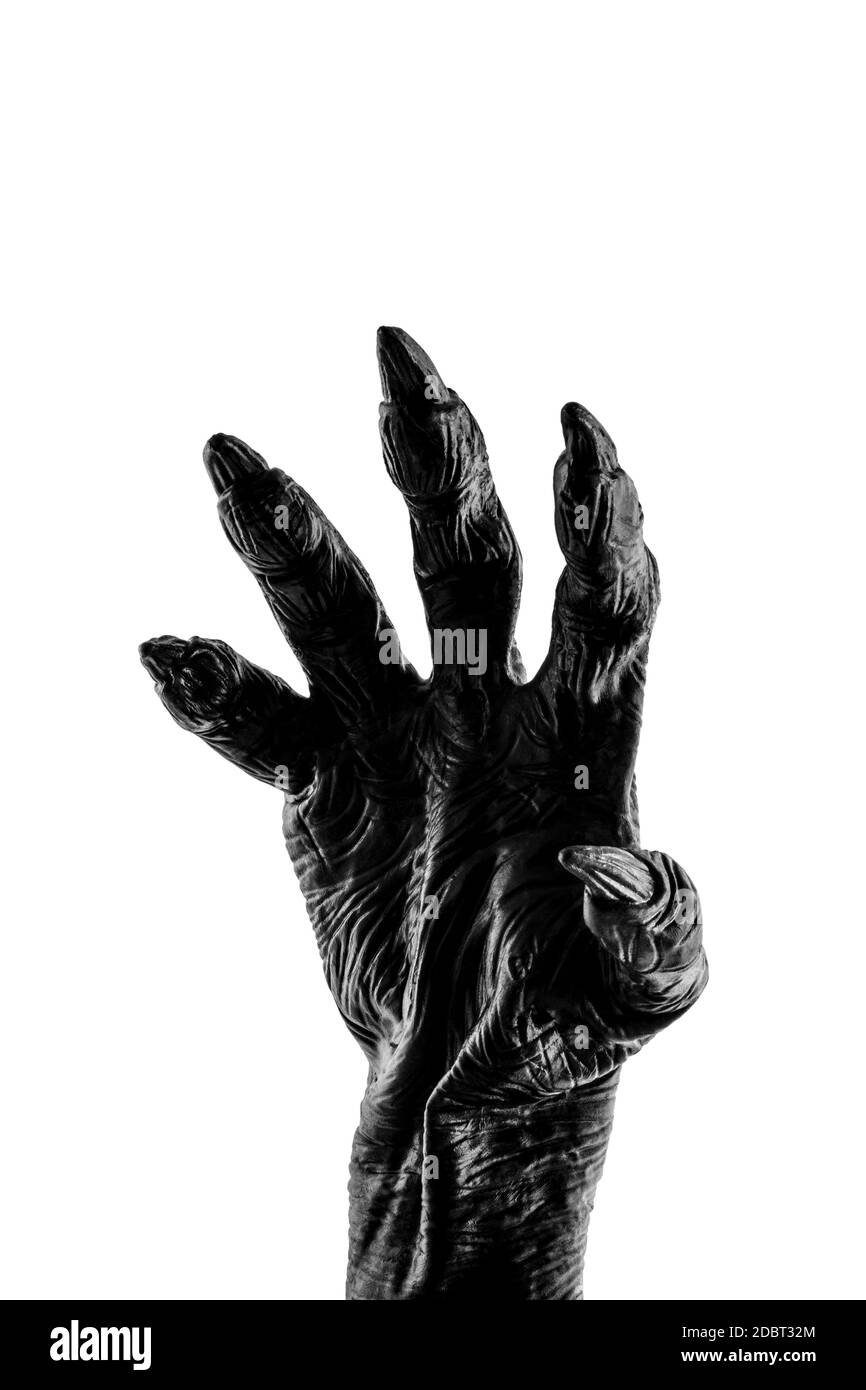 Gruselige Monster Hand isoliert auf weißem Hintergrund mit Clipping Pfad Stockfoto