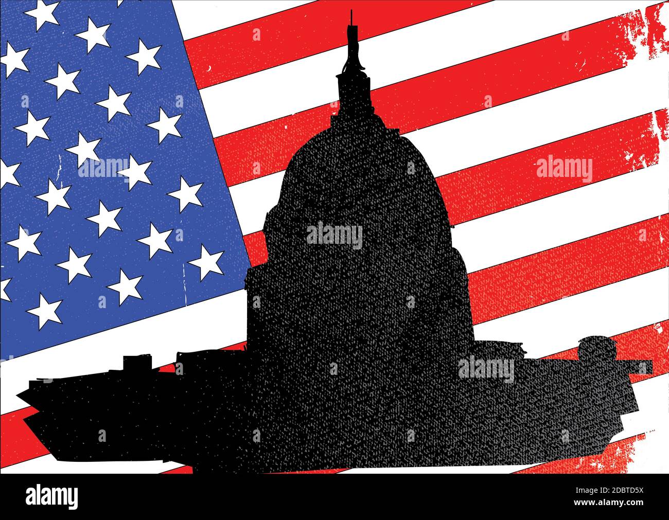 Washingto Symbol mit Start und Streifen Hintergrund Stockfoto