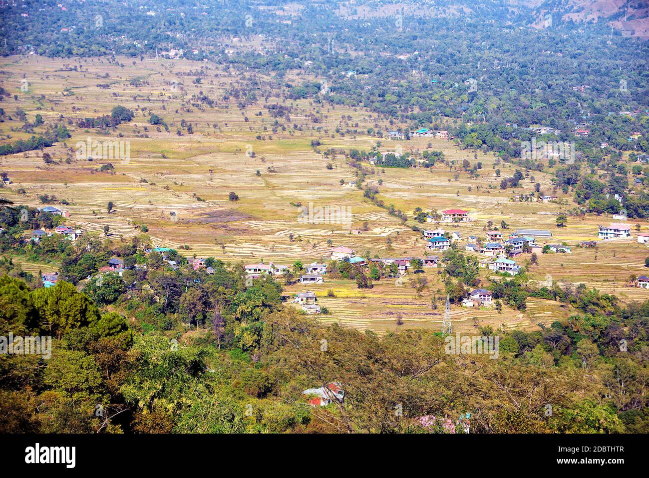 Ein breiter Panoramablick auf den Himachal Pradesh Stockfoto