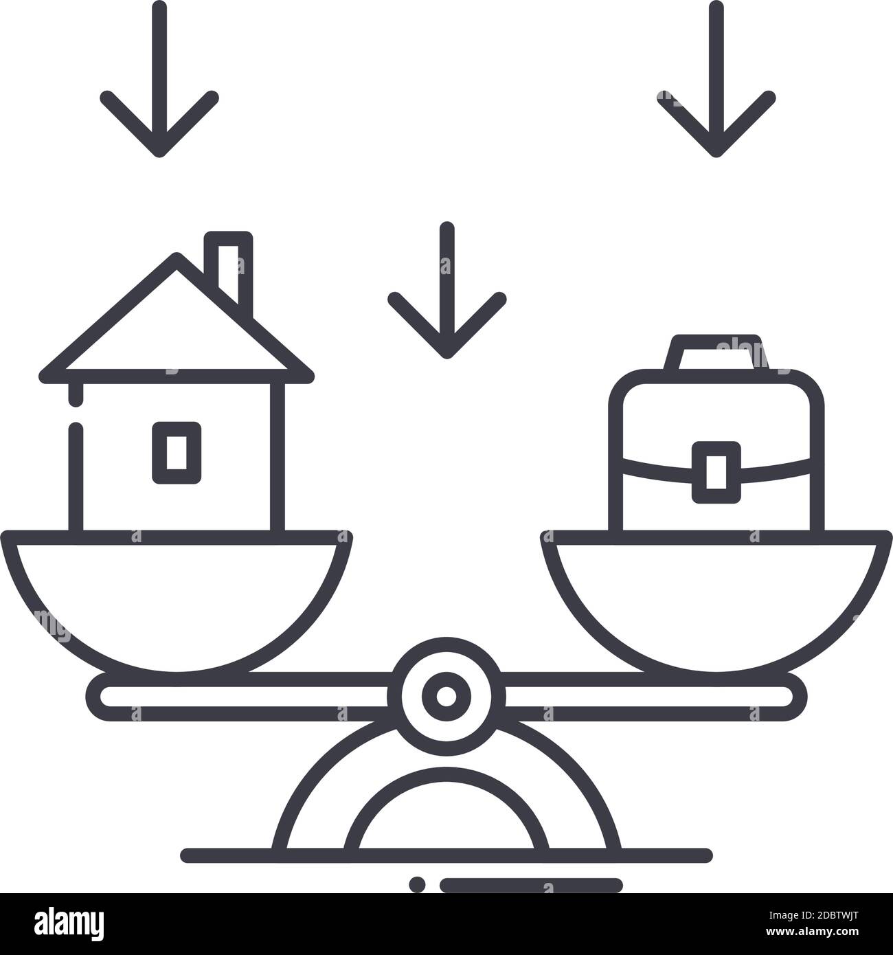 Work Life Balance Symbol, lineare isolierte Illustration, dünne Linie ...