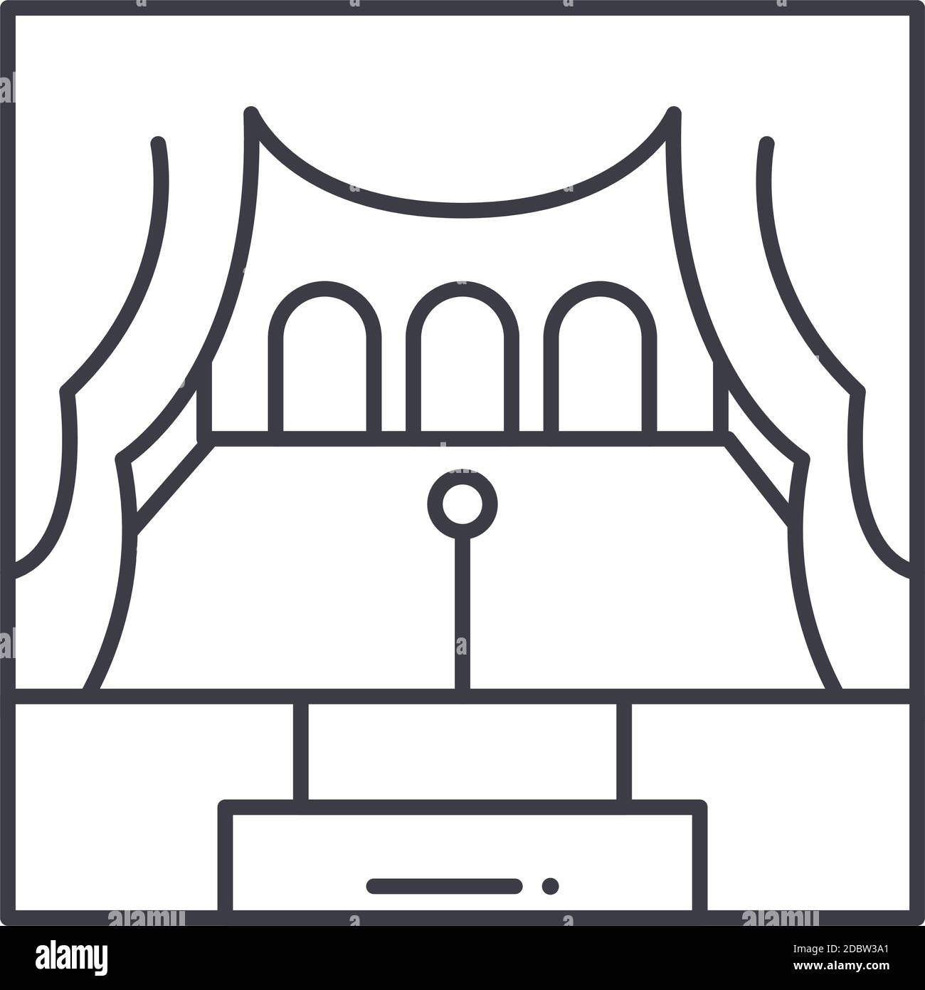 Lautsprecher Bühne Symbol, lineare isolierte Illustration, dünne Linie Vektor, Web-Design-Zeichen, Kontur Konzept Symbol mit editierbaren Kontur auf weißem Hintergrund. Stock Vektor