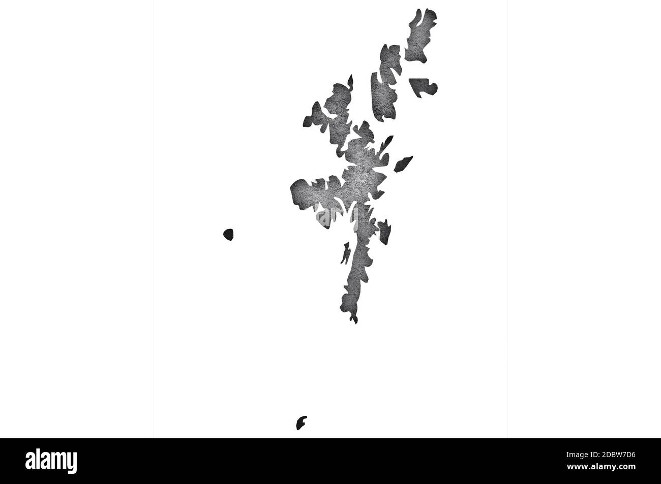 Karte der Shetland Inseln auf verwittertem Beton Stockfoto