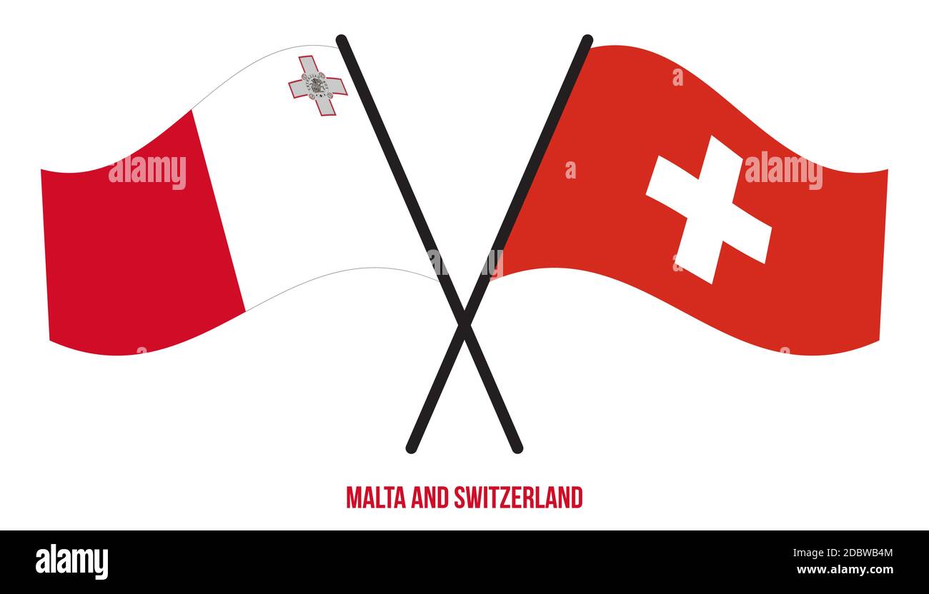 Malta und Schweiz Flaggen gekreuzt und winken Flat Style. Offizieller  Anteil. Korrekte Farben Stock-Vektorgrafik - Alamy