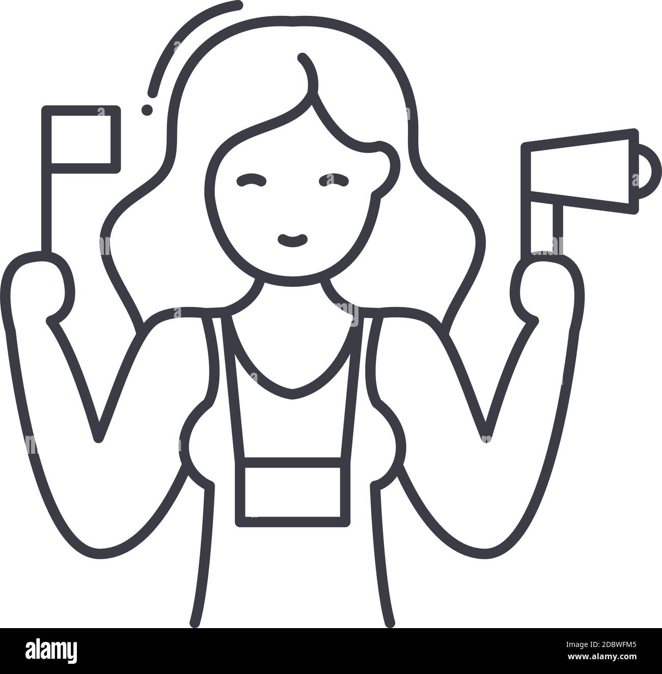 Tourist Guide Symbol, lineare isolierte Illustration, dünne Linie Vektor, Web-Design-Zeichen, Kontur Konzept Symbol mit editierbaren Strich auf weißem Hintergrund. Stock Vektor