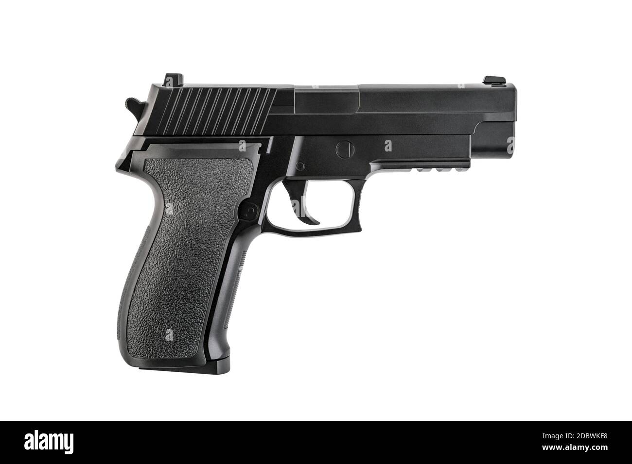 Schwarze Pistole Pistole isoliert auf weißem Hintergrund mit Clipping-Pfad Stockfoto