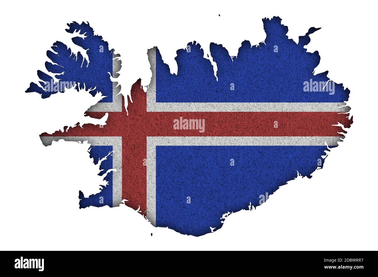 Karte und Flagge von Island auf Felt Stockfoto