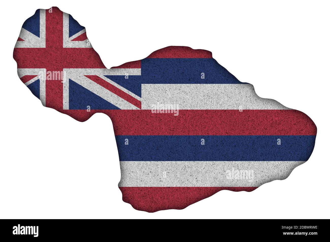 Karte und Flagge von Maui auf Filz Stockfoto