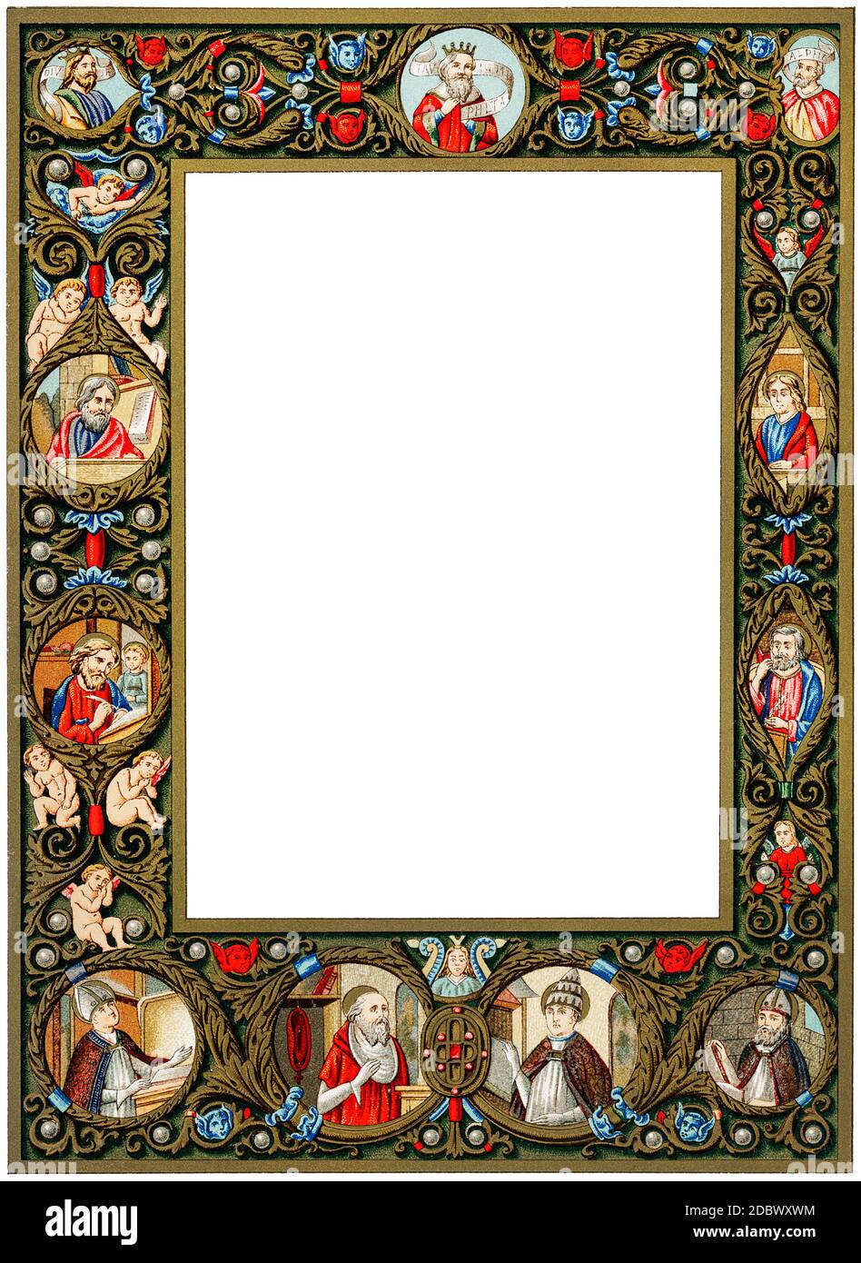 15. Jahrhundert Manuskript Grenze Mit Juwelen Stockfoto