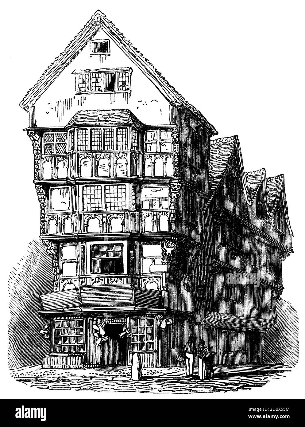Old London Shop, Ecke Feet Street und Chancery Lane im Jahr 1799, nach alten Gravuren Stockfoto