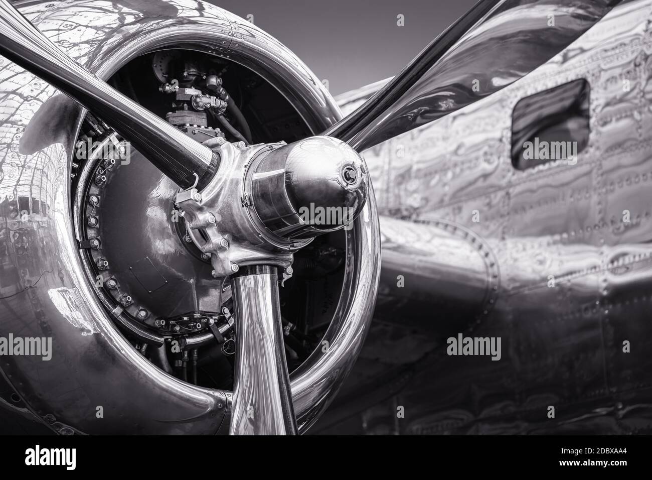 Radialmotor eines historischen Flugzeugs Stockfoto