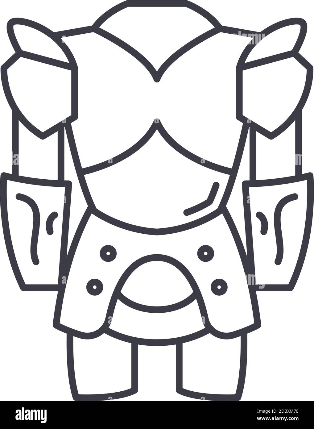 Ritter Rüstung Symbol, lineare isolierte Illustration, dünne Linie