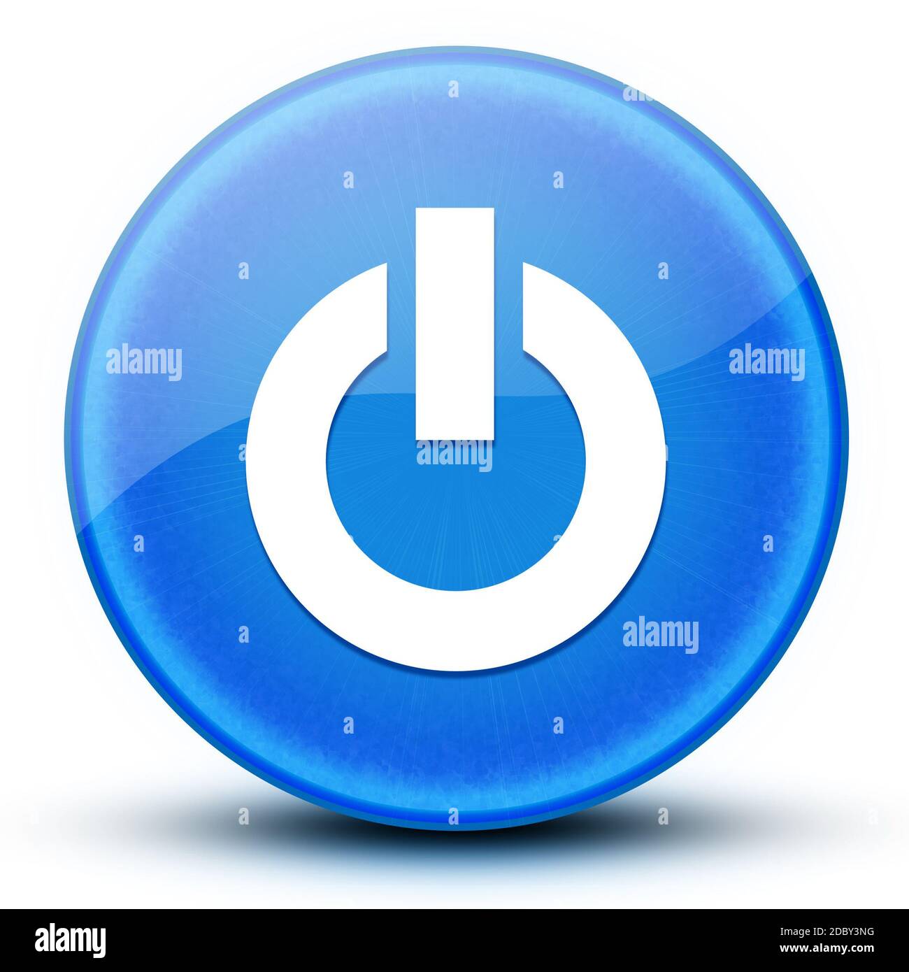Motor Start Augentropfenball glänzend blau Runde Taste abstrakte Abbildung Stockfoto