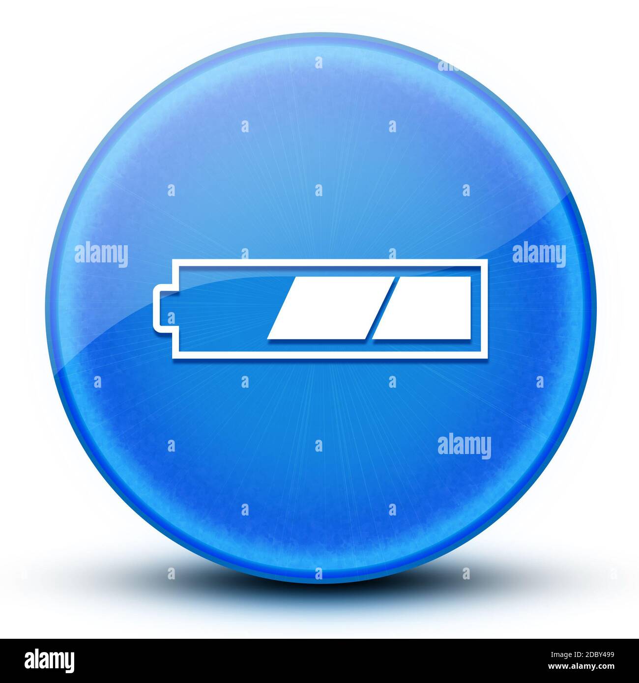 2 dritte aufgeladene Batterie Augapfel glänzend blau rund Knopf abstrakt Abbildung Stockfoto