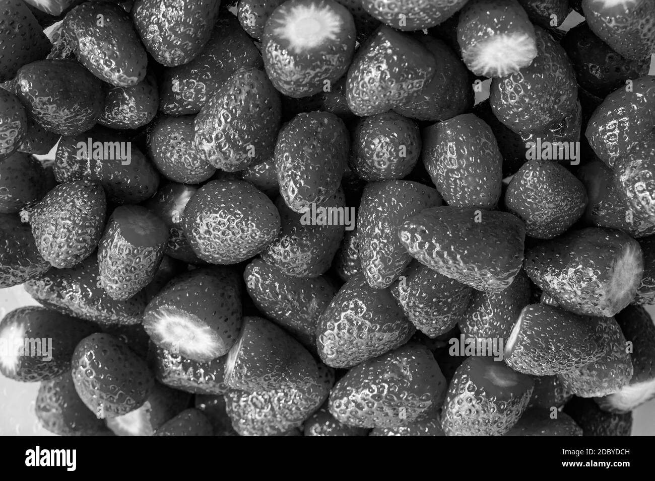 Hintergrund aus erntefrischen Erdbeeren Stockfoto