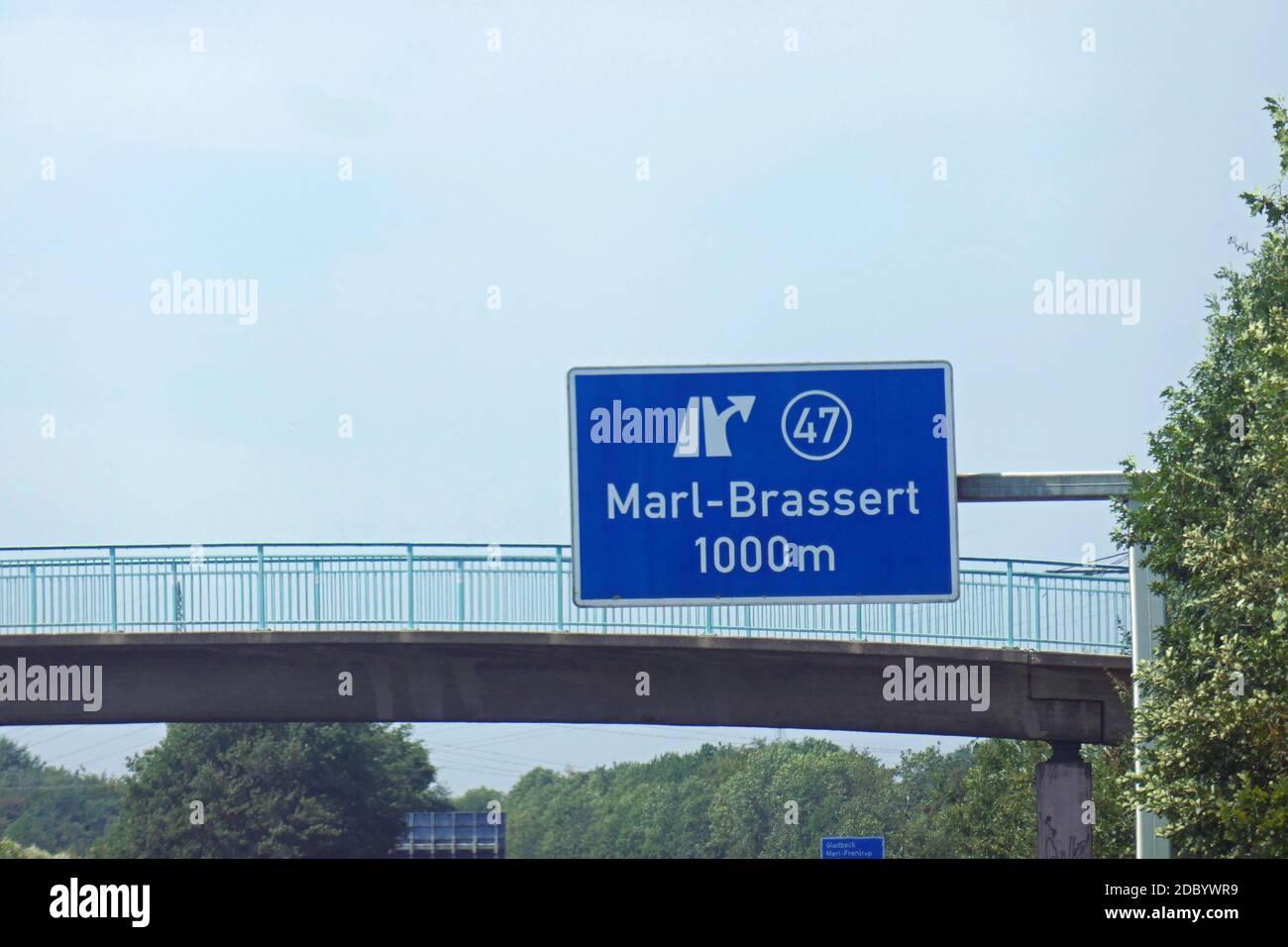 Bundesautobahn, Abfahrt Marl Bassert Stockfoto