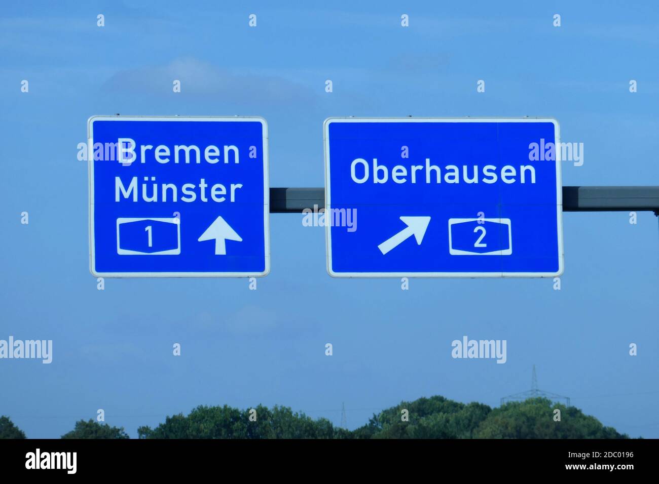 Nehmen Sie die Abfahrt Bremen, MÃ¼nster, Oberhausen Stockfoto