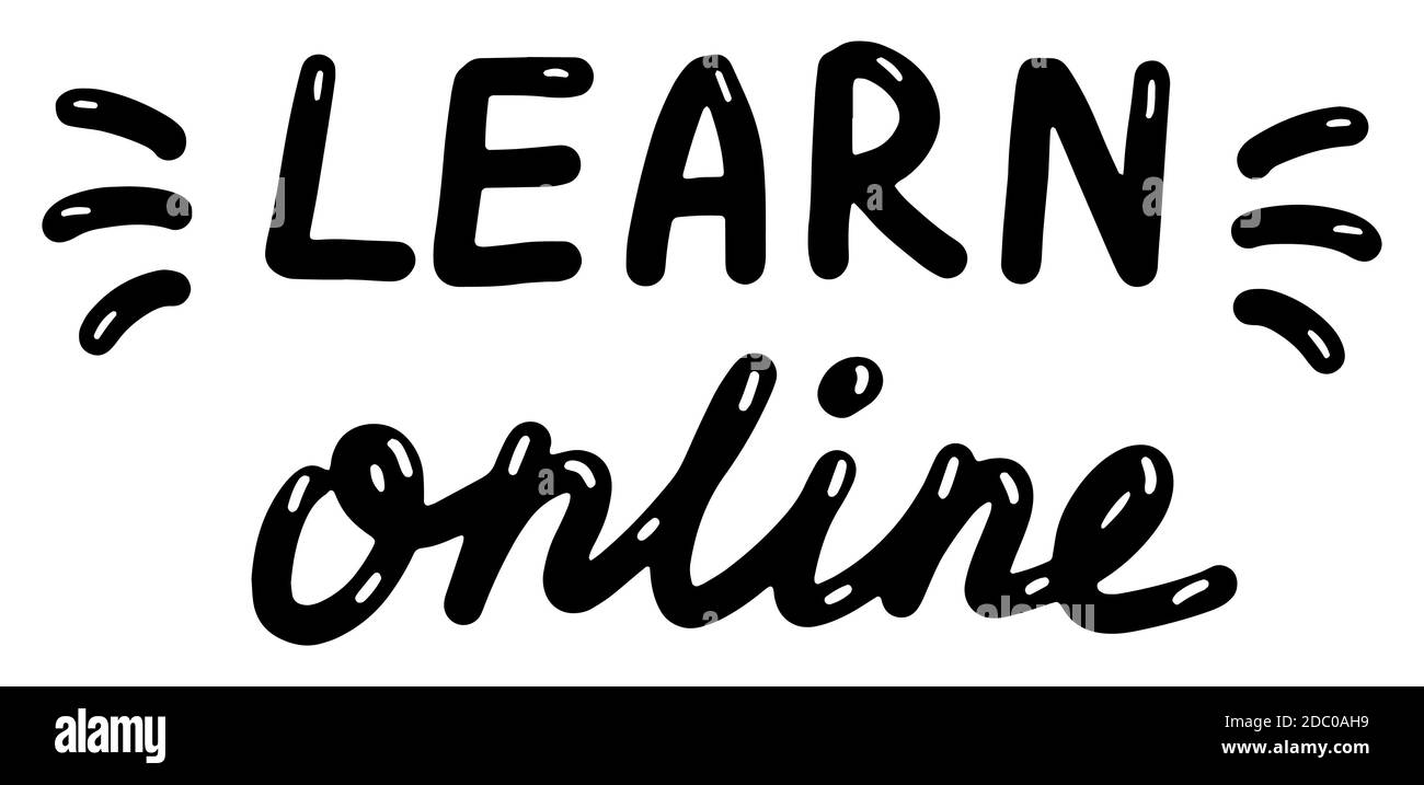 Lernen Sie online. Ausbildung, Ausbildung, Kurse Konzept. Schrift Kalligraphie Illustration. Vektor eps handschriftliche Pinsel trendy schwarzen Text isoliert auf Stock Vektor