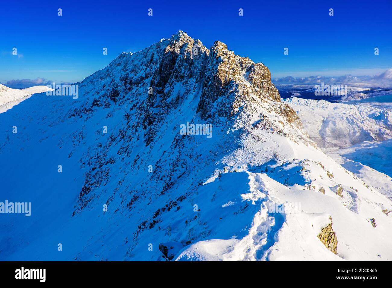 Krippe Goch, Snowdon, im Winter, Snowdonia, North Wales, Großbritannien Stockfoto