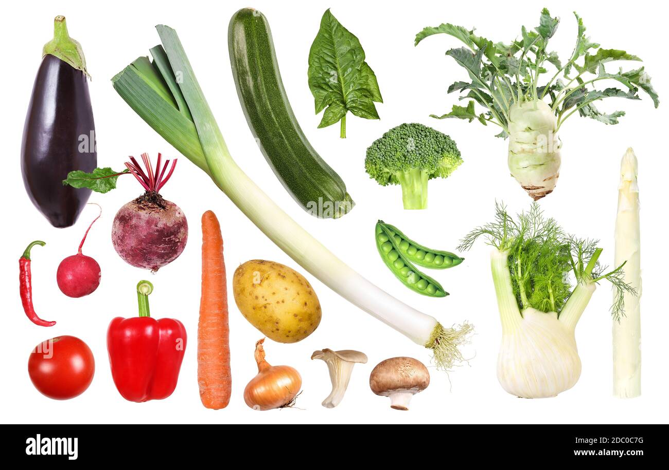 Bio-Gemüse sortiert nach Farbe Stockfoto