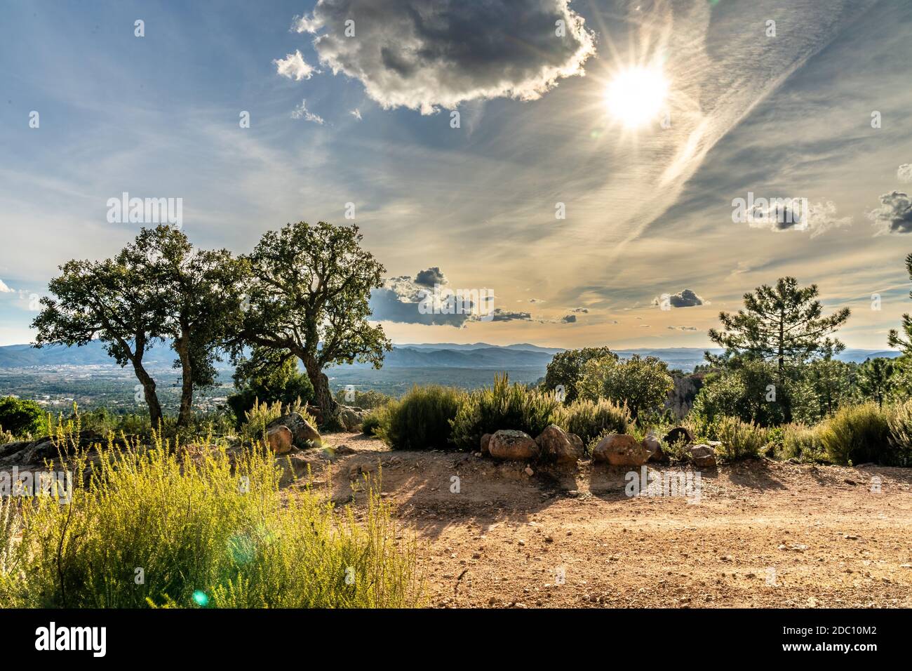 Panoramablick auf das Tal von Roquebrune, Agens und Frejus, Cote d'Azur, Frankreich Stockfoto