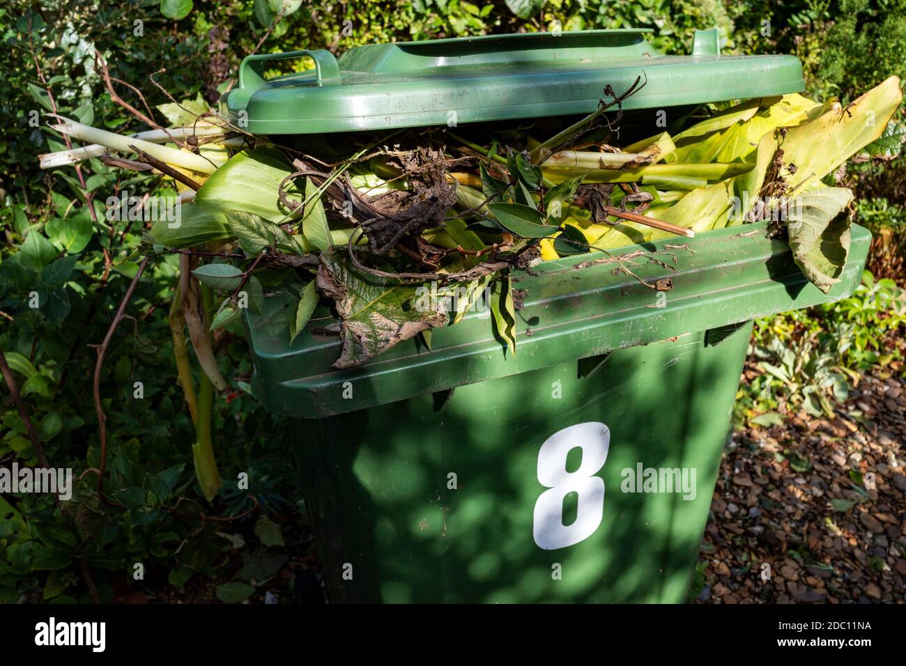 Lokale Behörde Garten Abfall Mülltonne Stockfoto