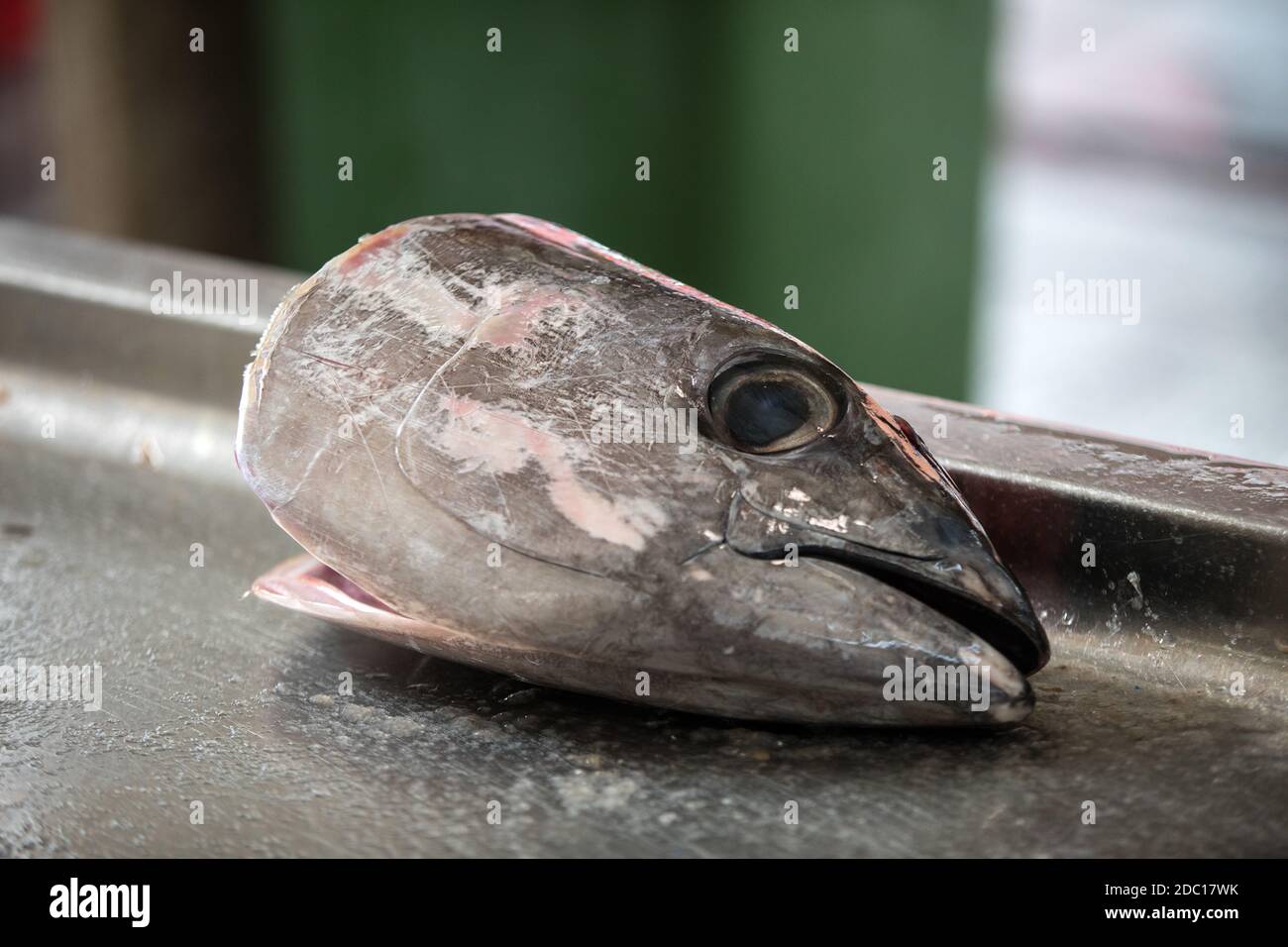 Fisch auf dem Markt, schwarze Scheide (espada) auf dem Fischmarkt Stockfoto