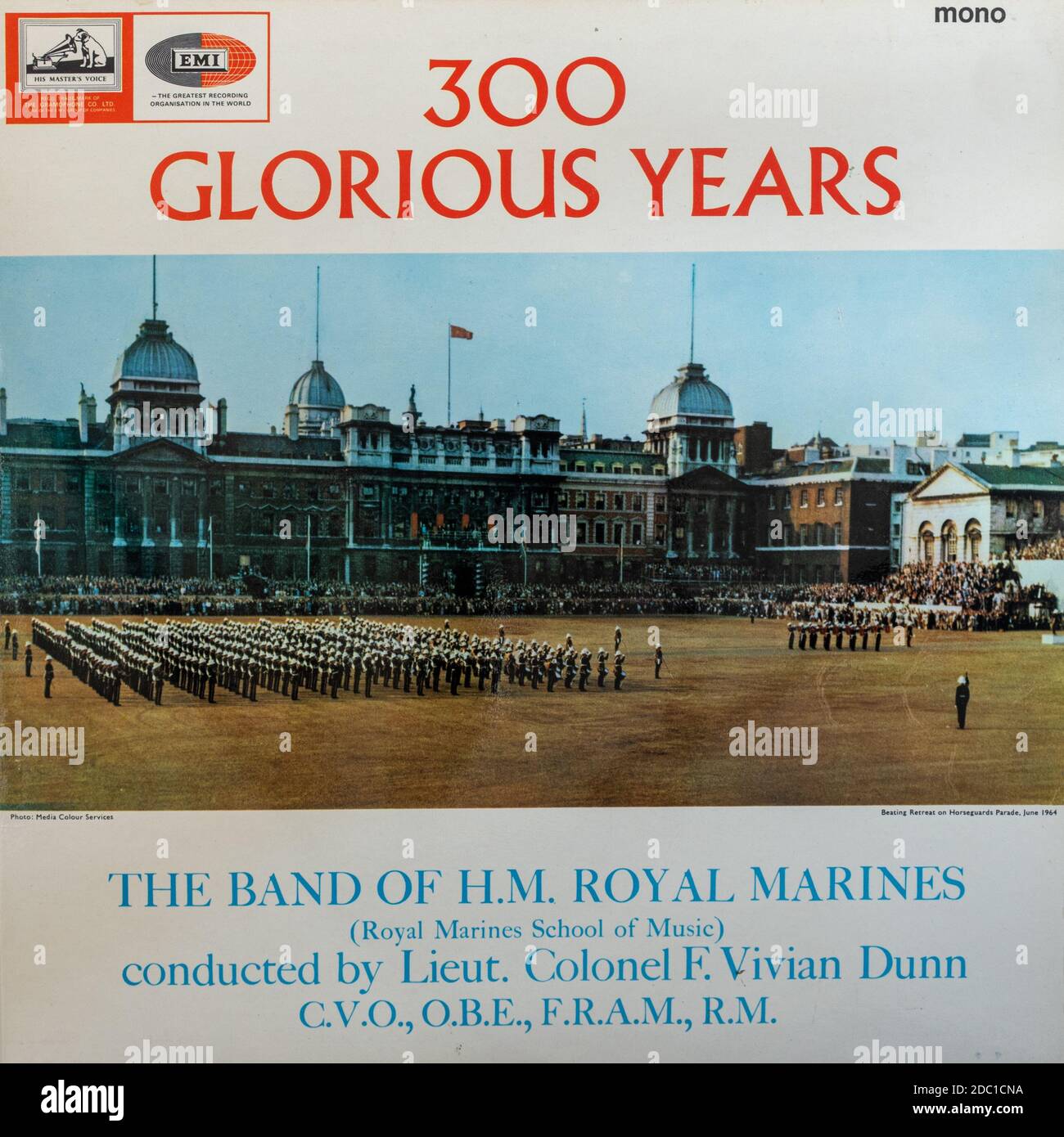 300 glorreiche Jahre der Band von H.M. Royal Marines, Vinyl LP Album Cover Stockfoto