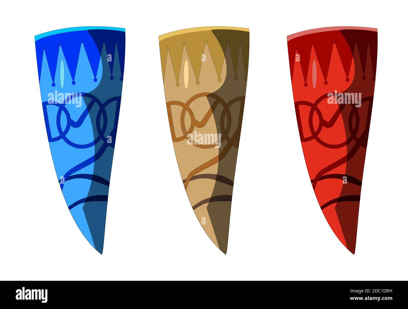 Vektor mittelalterliche skandinavische Tassen auf weißem Hintergrund. Farbig. Muster. EPS 10 Stock Vektor