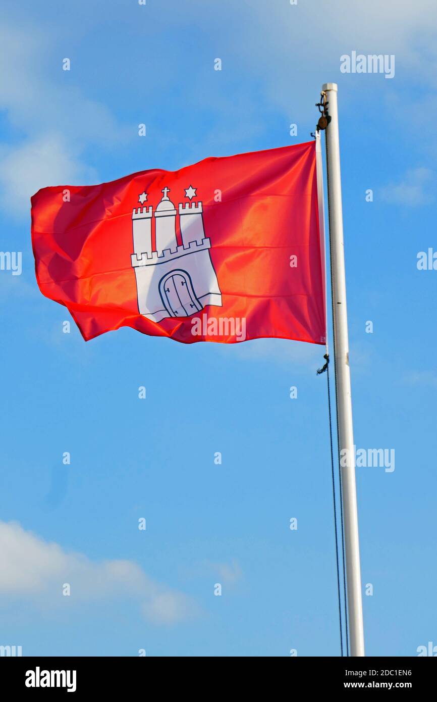 Flagge von Hamburg Stockfoto