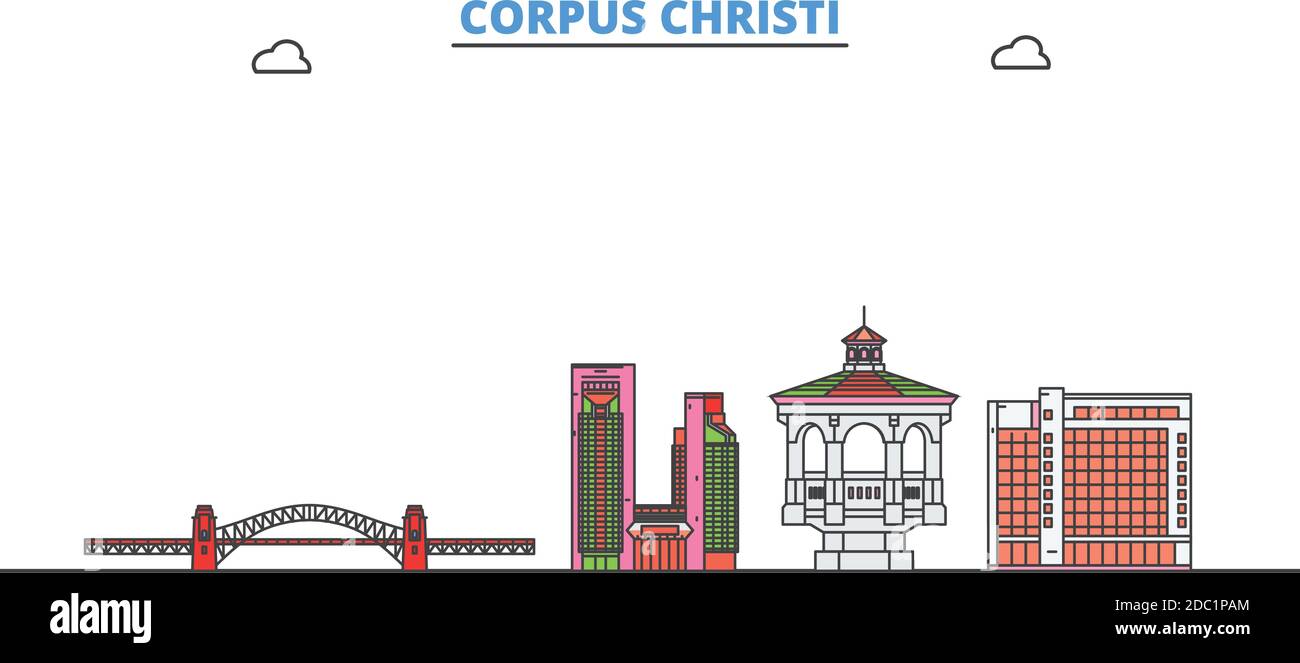 Vereinigte Staaten, Corpus Christi Linie Stadtbild, flache Vektor. Travel City Wahrzeichen, oultine Illustration, Linie Welt Symbole Stock Vektor