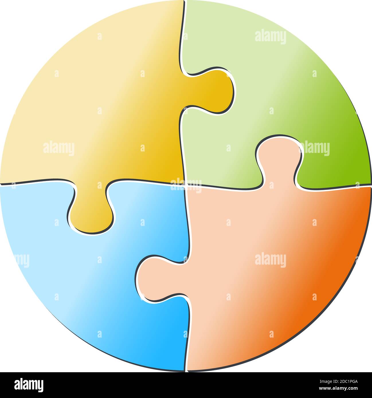 Bunte kreisförmige vierteilige Puzzle-Vektor-Illustration Stock Vektor