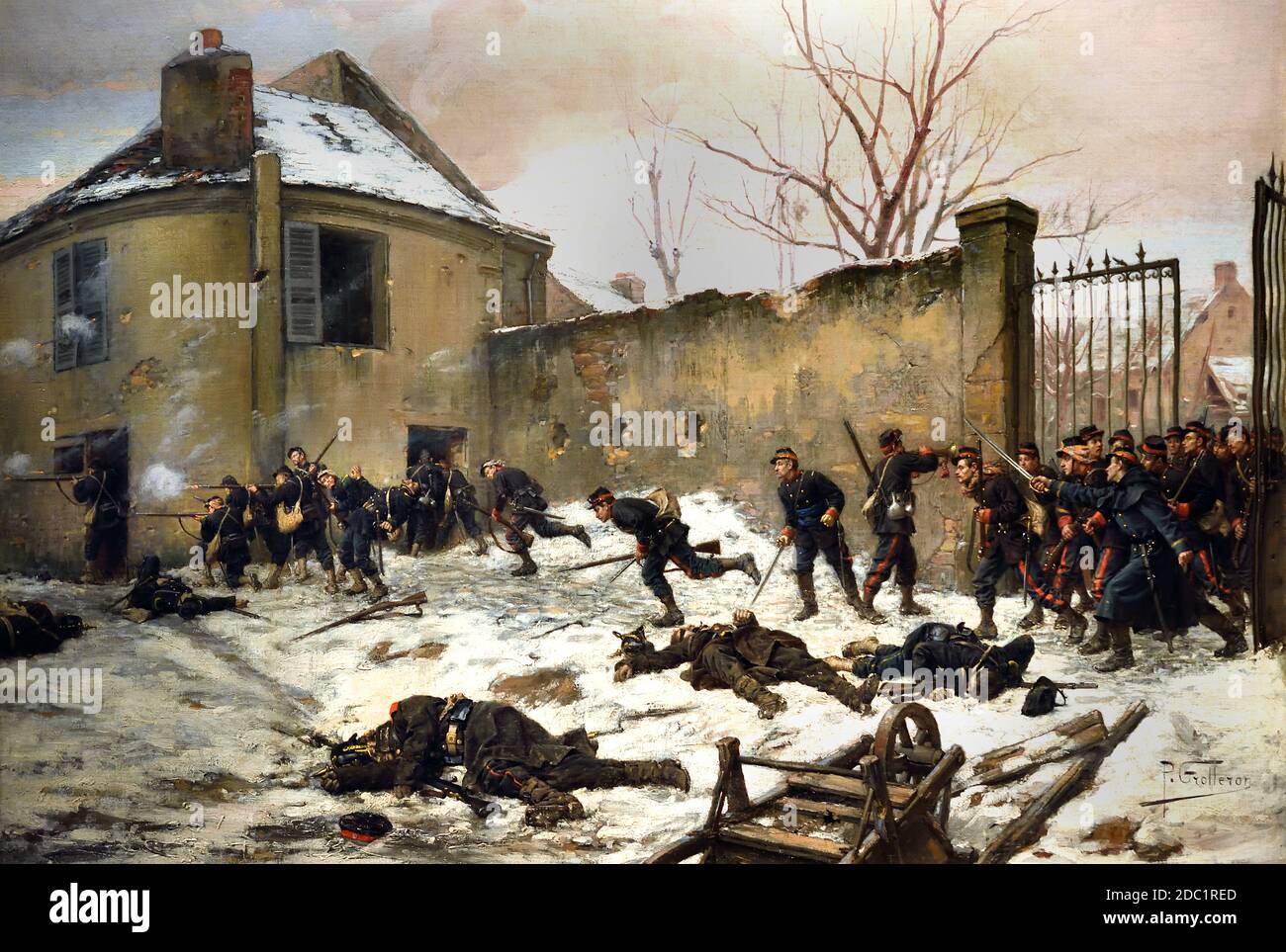 Mobile Wachen greifen eine Burg an, 1870 von Paul Grolleron 1848-1901 Frankreich, Französisch. Stockfoto