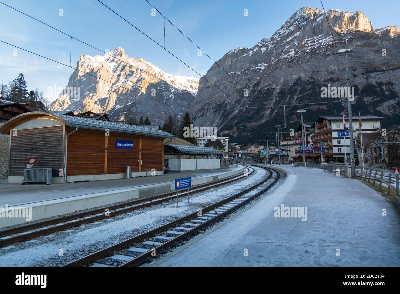 Bahnhof Grindelwald, Jungfrau Region, Berner Oberland, Schweizer Alpen, Schweiz, Europa Stockfoto