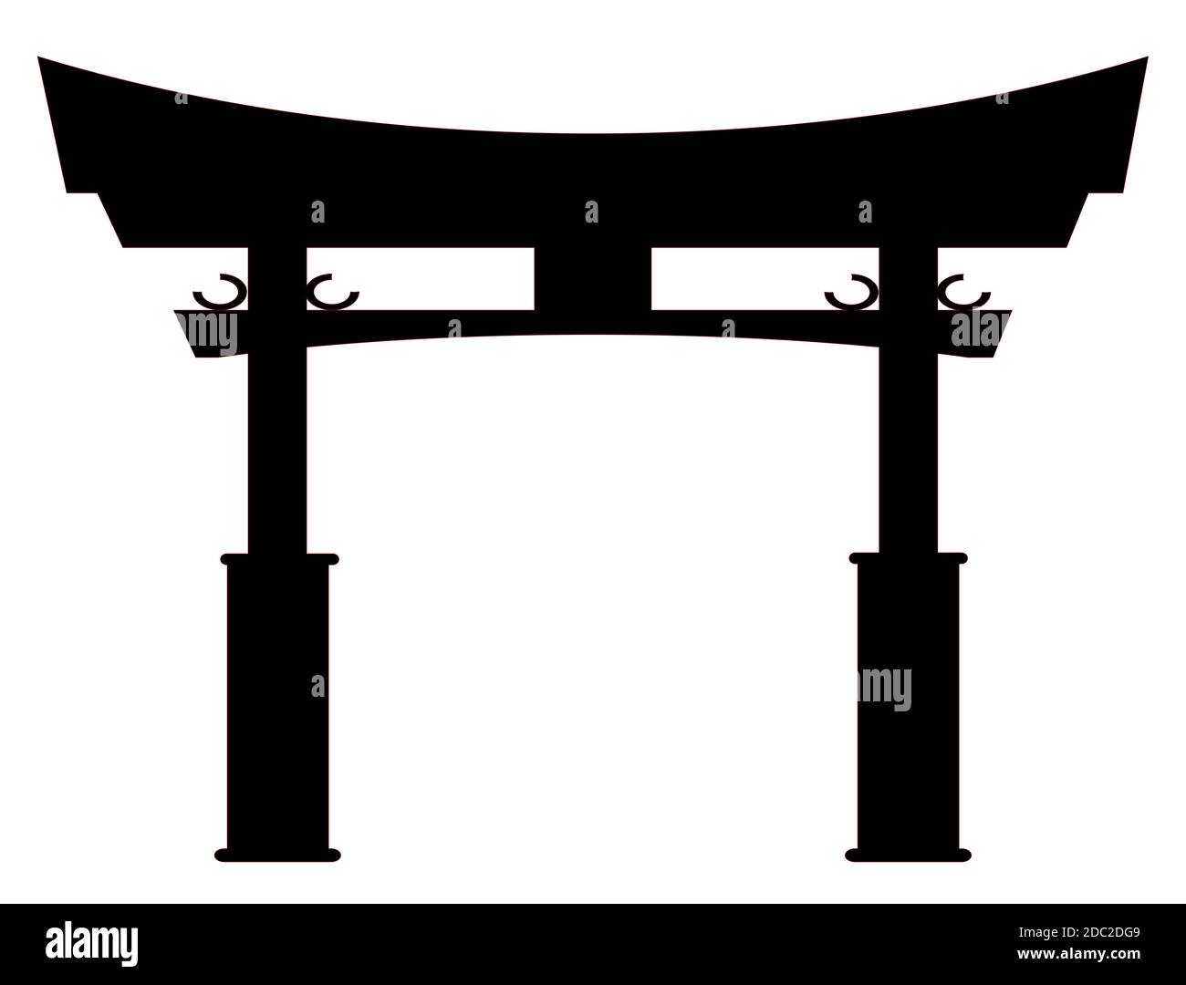 Eine typische japanische Tori Tor Silhouette über weiß Stockfoto