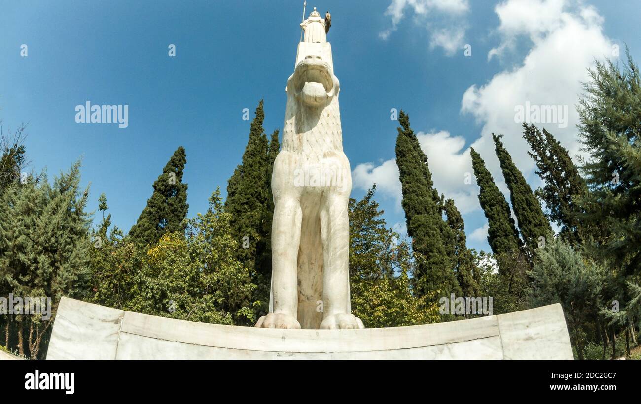Denkmal für die Soldaten von Großbritannien, Australien und Neuseeland, die für Griechenland kämpften und starben, im Pedion tou Areos Park, Athen, Griechenland. Europa. Stockfoto