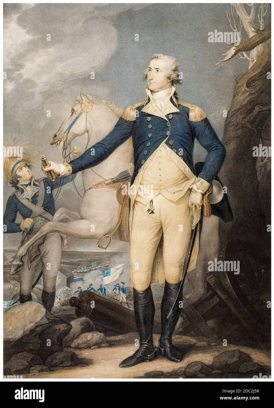 General Washington (George Washington, 1732-1799), Porträtstich von Thomas Cheesman nach John Trumbull, 1796 Stockfoto