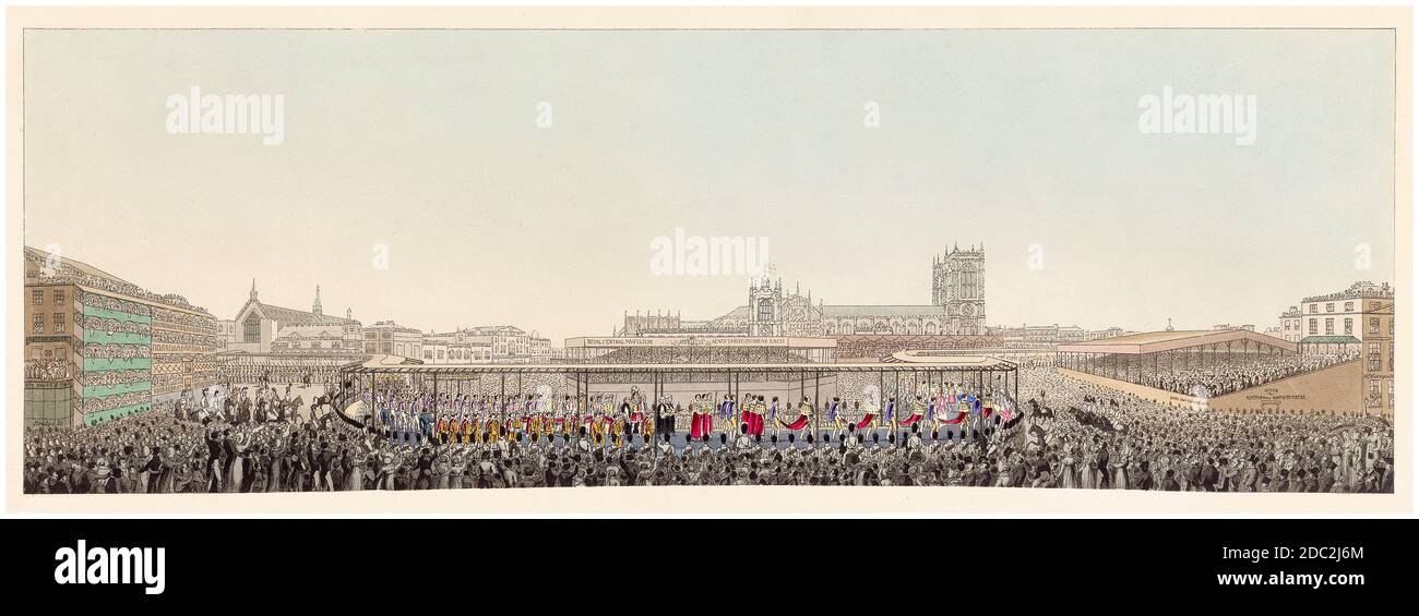 Die Krönungsprozession von König Georg IV. Des Vereinigten Königreichs, 19. Juli 1821, Druck um 1821 Stockfoto