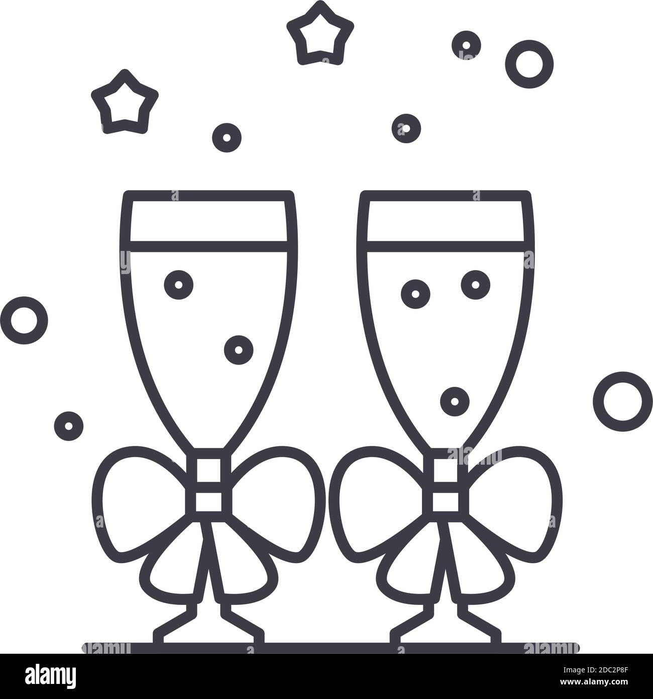 Gratulation Champagner-Symbol, lineare isolierte Illustration, dünne Linie Vektor, Web-Design-Zeichen, skizzieren Konzept Symbol mit editierbaren Strich auf weiß Stock Vektor