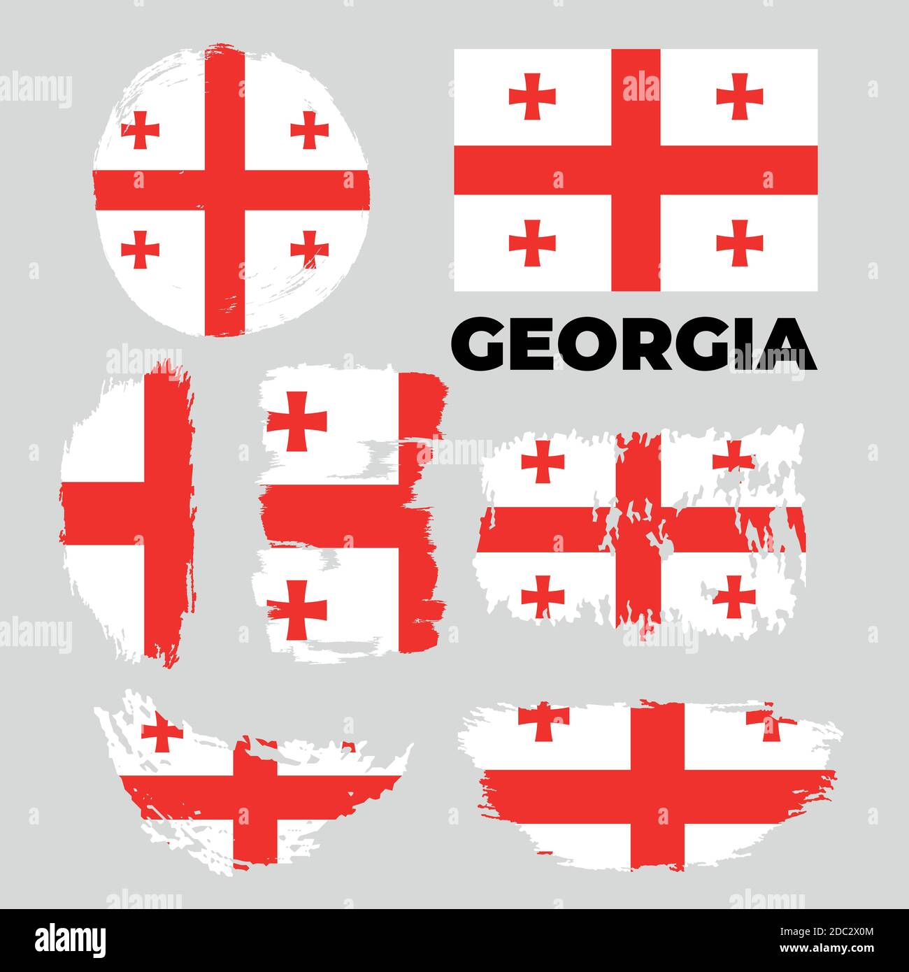 Grunge Georgia Flaggen gesetzt. Vektorgrafik Stock Vektor