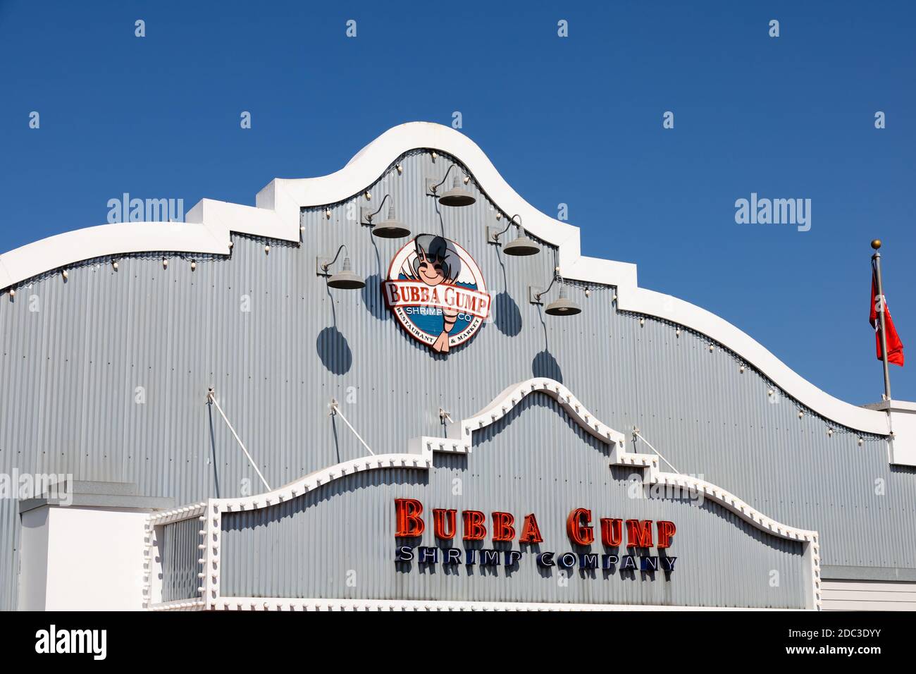 Bubba Gump Shrimp Company Shack, Santa Monica Pier, California, Vereinigte Staaten von Amerika Stockfoto