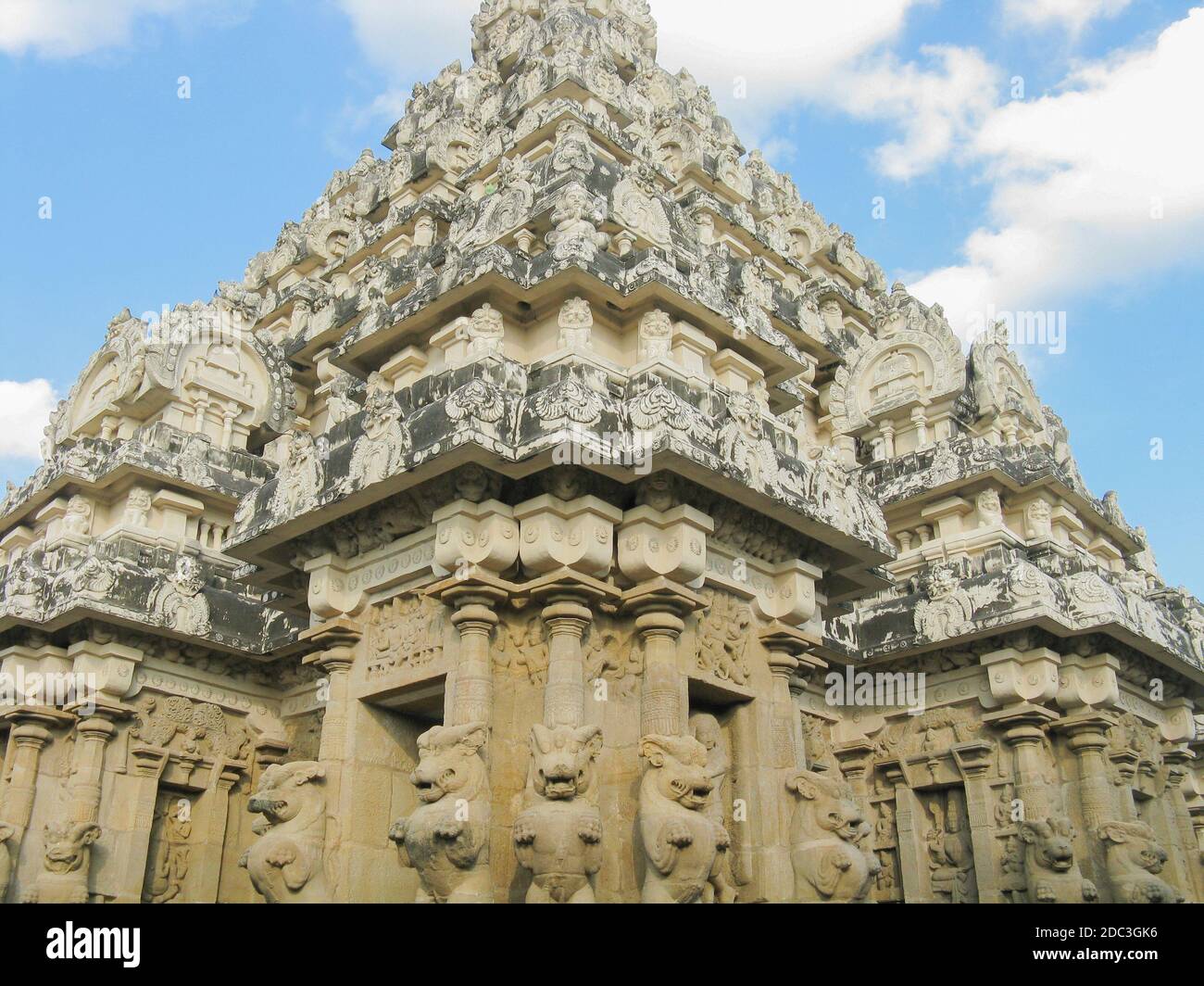 Ein Tempel der Hindu-Götter in Südindien bei Kanchipuram In Tamil Nadu Indien geklickt am 1. Januar 2009 Stockfoto