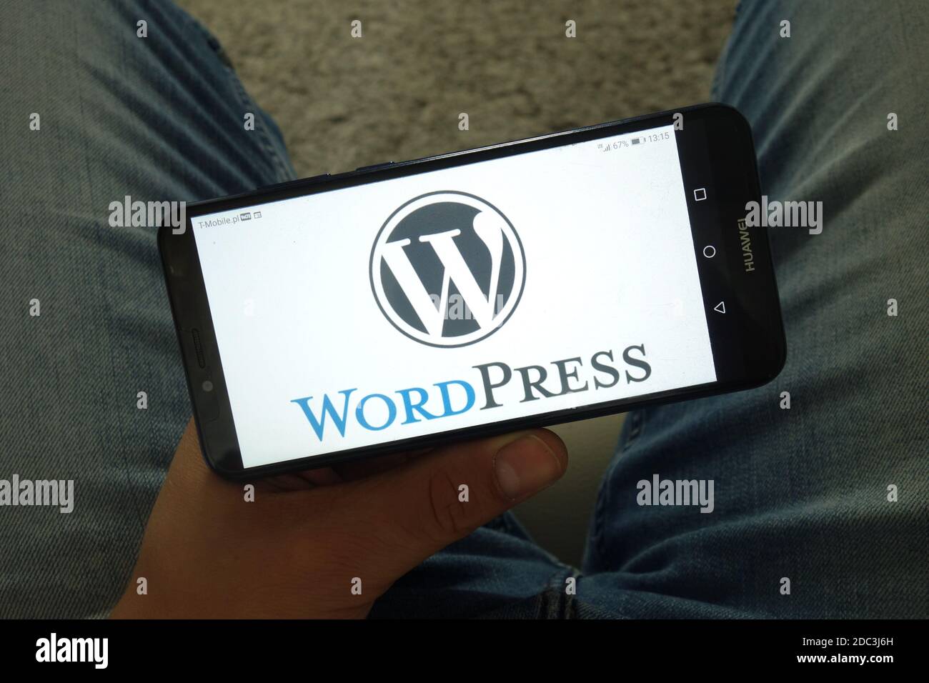 KONSKIE, POLEN - 29. Juni 2019: WordPress Content Management System Logo auf dem Handy angezeigt Stockfoto
