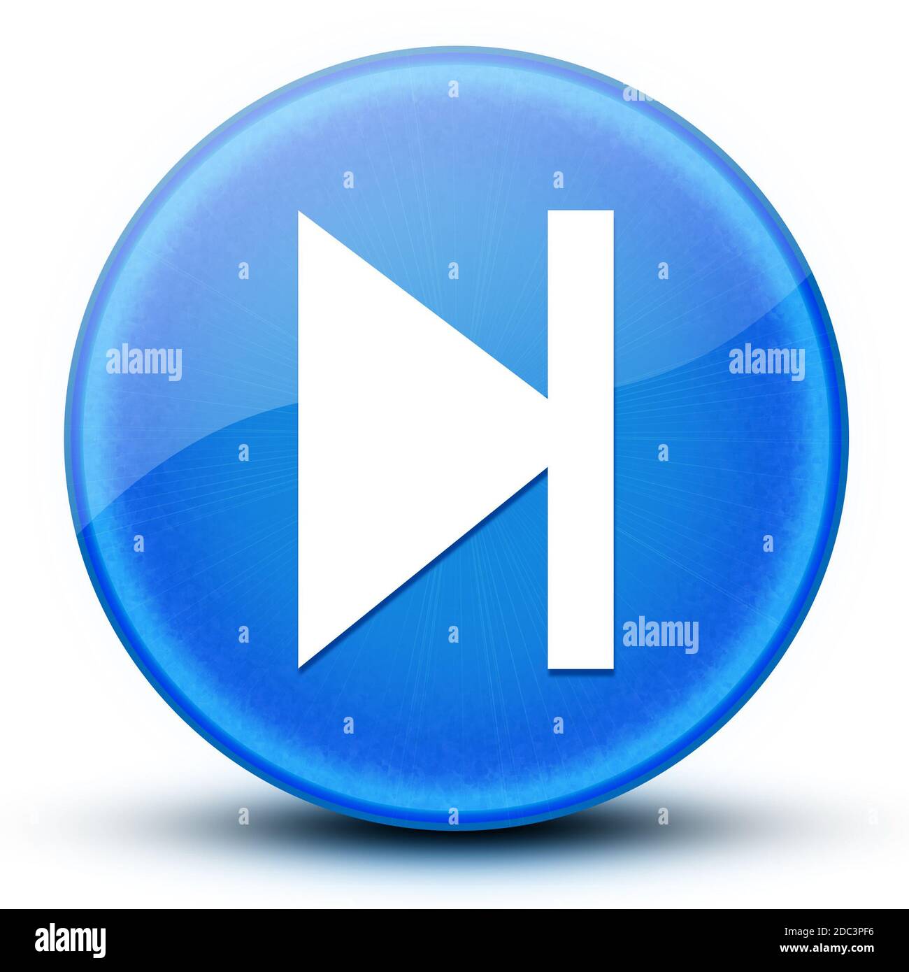 Nächster Titel Augapfel glänzend blau rund Knopf abstrakte Illustration Stockfoto