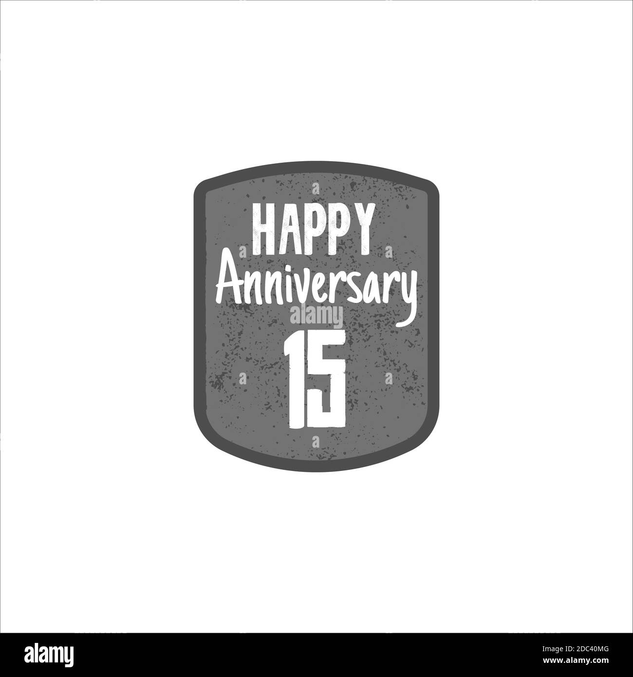 Happy 15th Anniversary Abzeichen, Zeichen und Emblem im Retro-Stil. Einfach zu bearbeiten Verwenden Sie Ihre Nummer, Text. Illustration isolieren auf weißem Hintergrund. Monochrom Stockfoto