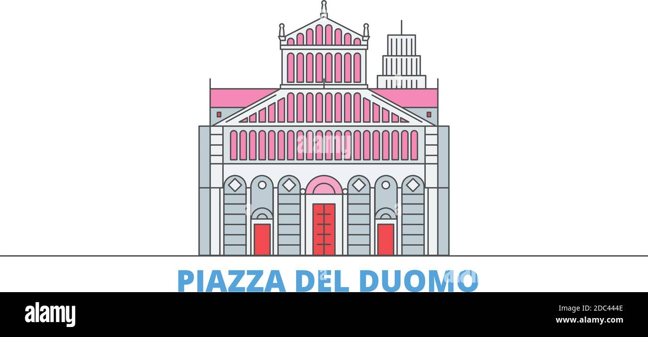 Italien, Pisa, Piazza Del Duomo Linie Stadtbild, flache Vektor. Travel City Wahrzeichen, oultine Illustration, Linie Welt Symbole Stock Vektor