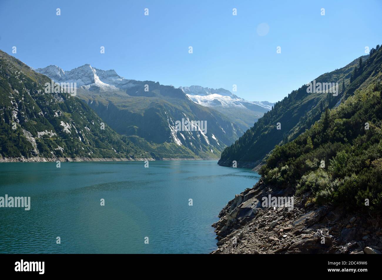 Zillergründl Stausee in den Zillertaler Alpen Stockfoto