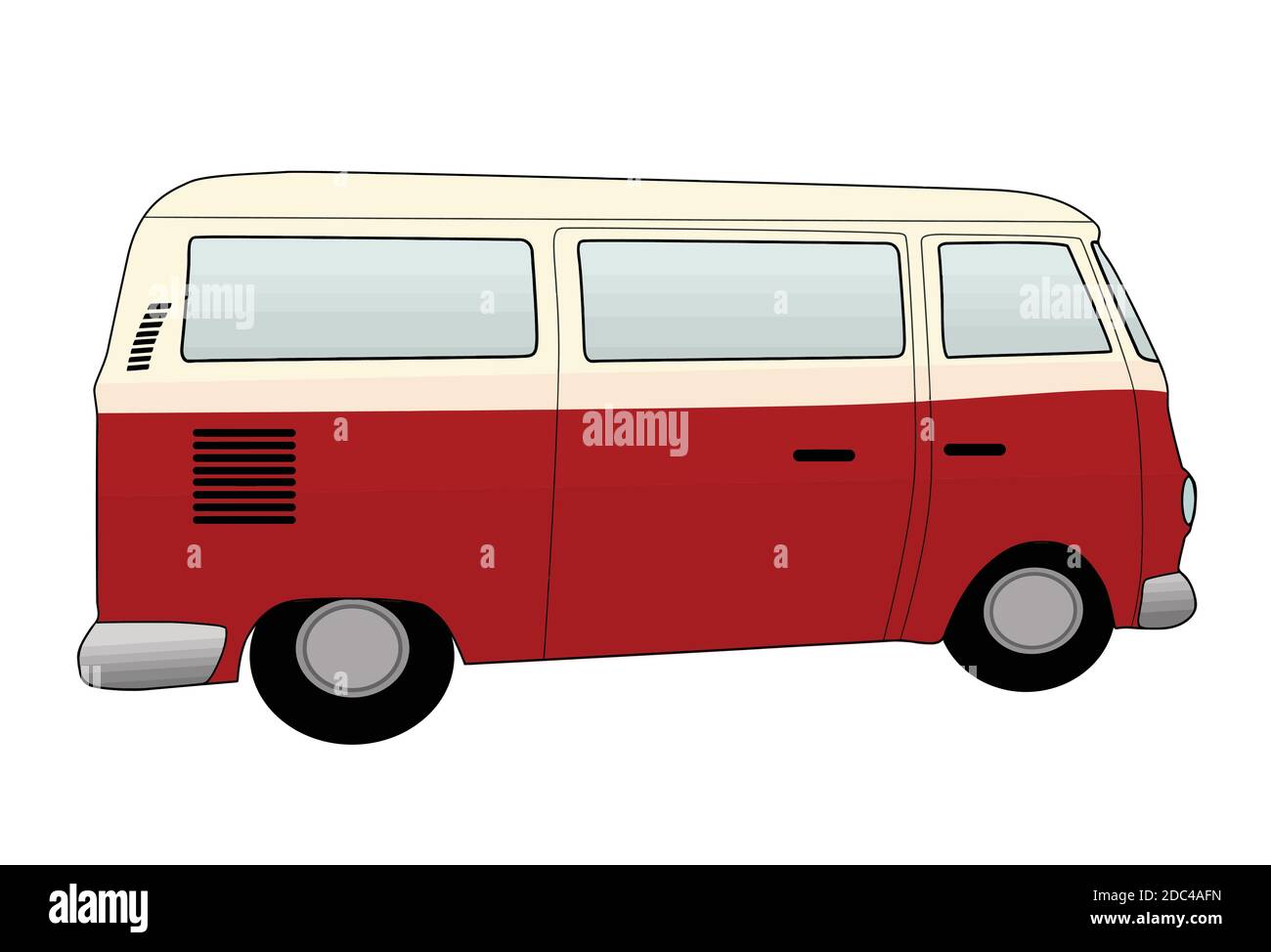 Retro Wohnmobil auf weißem Hintergrund, Vektor-Illustration Stock Vektor