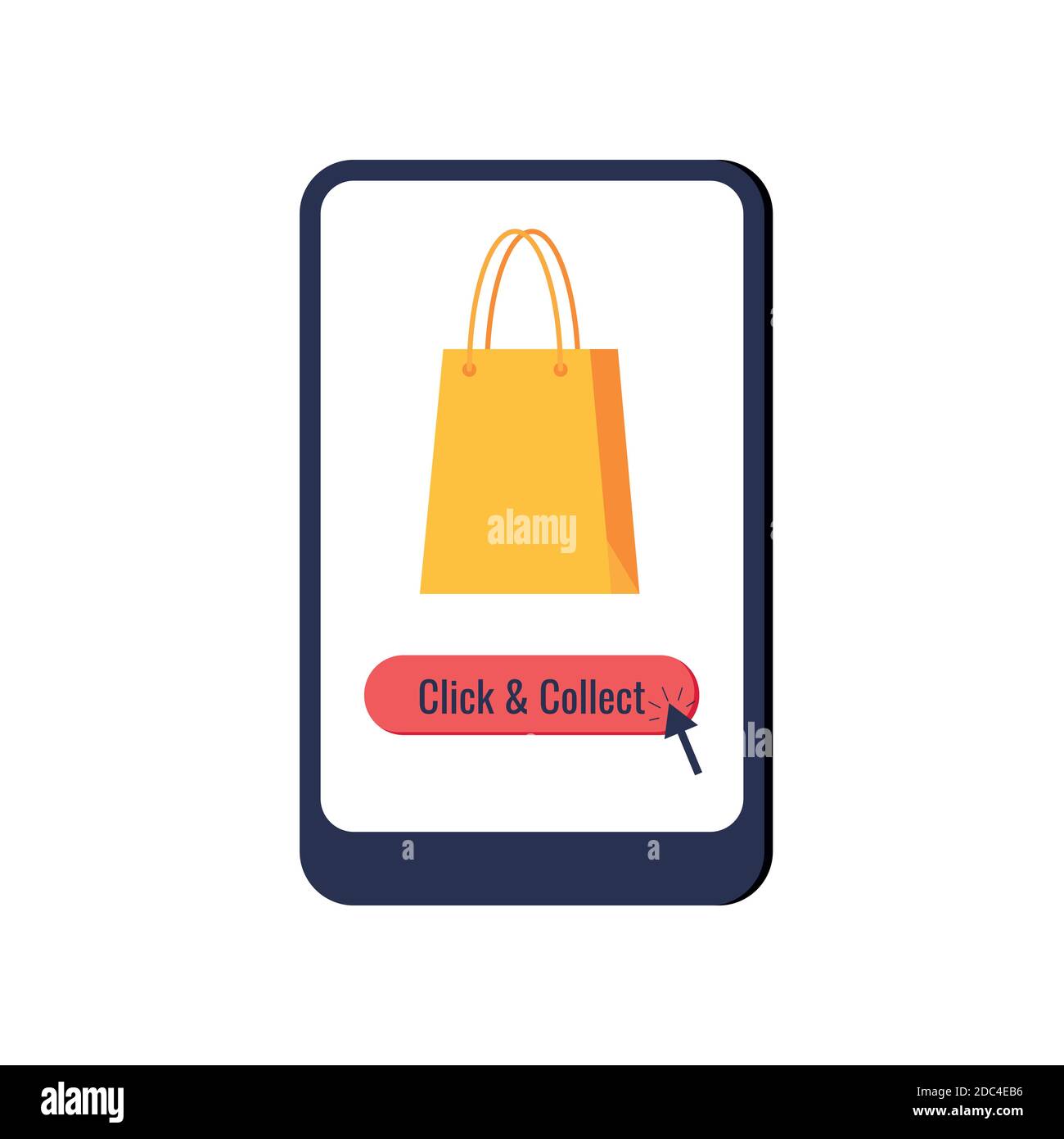 Klicken und sammeln Online-Einzelhandel Symbol isoliert auf weißem Hintergrund. Stock Vektor
