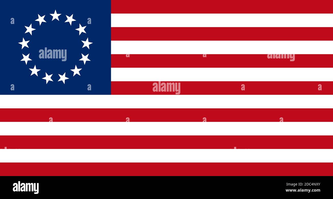 Alte Flagge der Vereinigten Staaten von Amerika (1777-1795) Stock Vektor