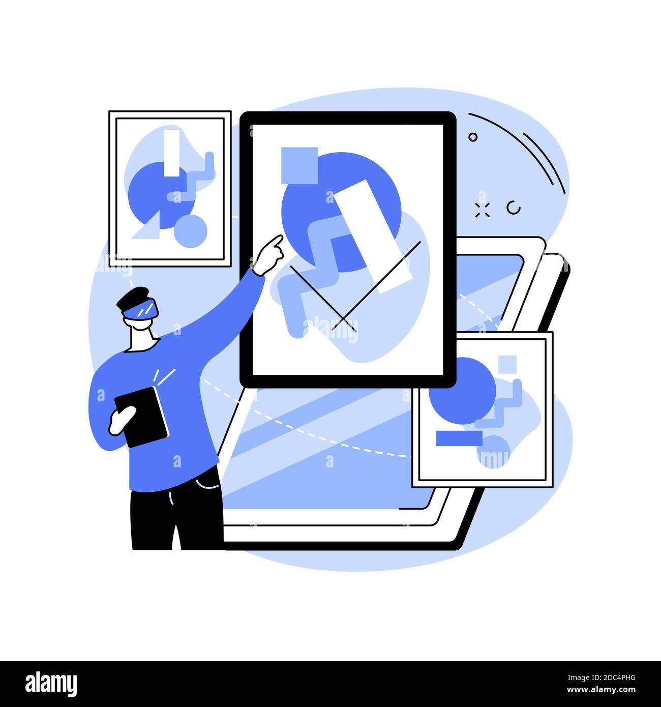 Virtuelle Galerie Tour abstrakte Konzept Vektor Illustration. Stock Vektor